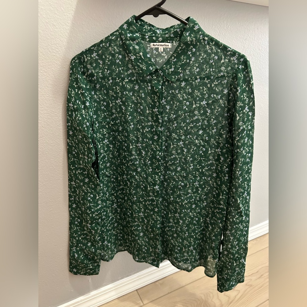 Reformation Violet Floral Blouse